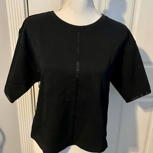 Karl Lagerfeld Logo Tape Boxy Knit Top. NEW. Medium.
